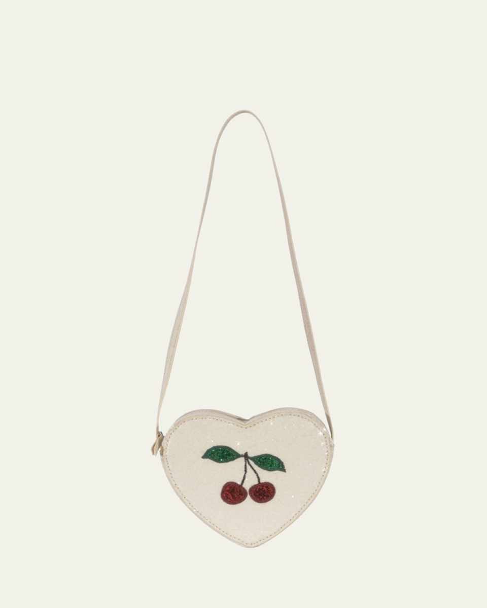 Girl's Heart-Shaped Glitter Shoulder Bag